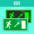 Знак E05 «Направление к эвакуационному выходу направо вверх» (фотолюм. пластик, 300х150 мм)